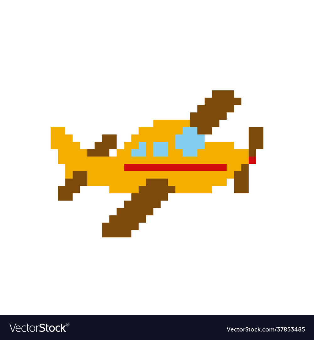 8 bit pixel plane light aircraft with a propeller Vector Image