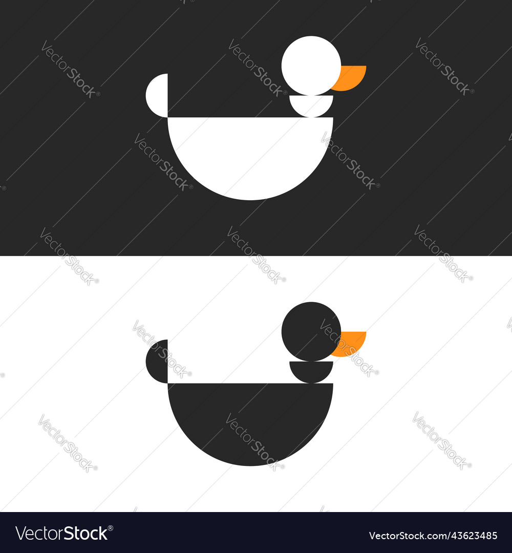 Bird duck logo side view semicircle geometric vector image Bird duck logo side view semicircle geometric