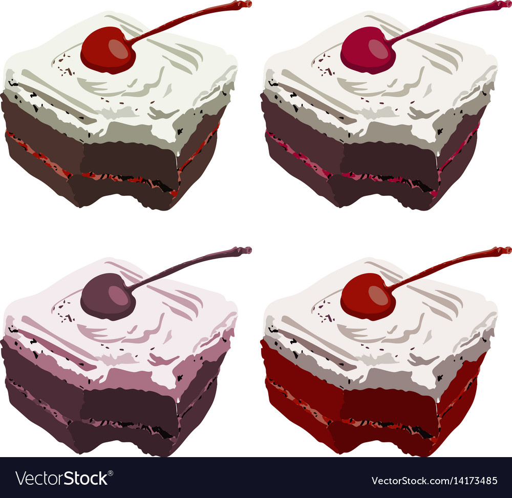 Chocolate cake with cherry isolate