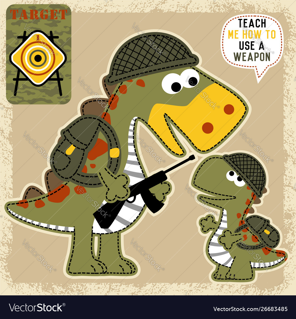 Dinosaurs cartoon soldier