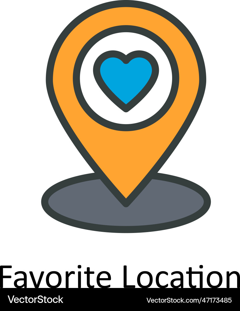 Favorite location fill outline icon design Vector Image