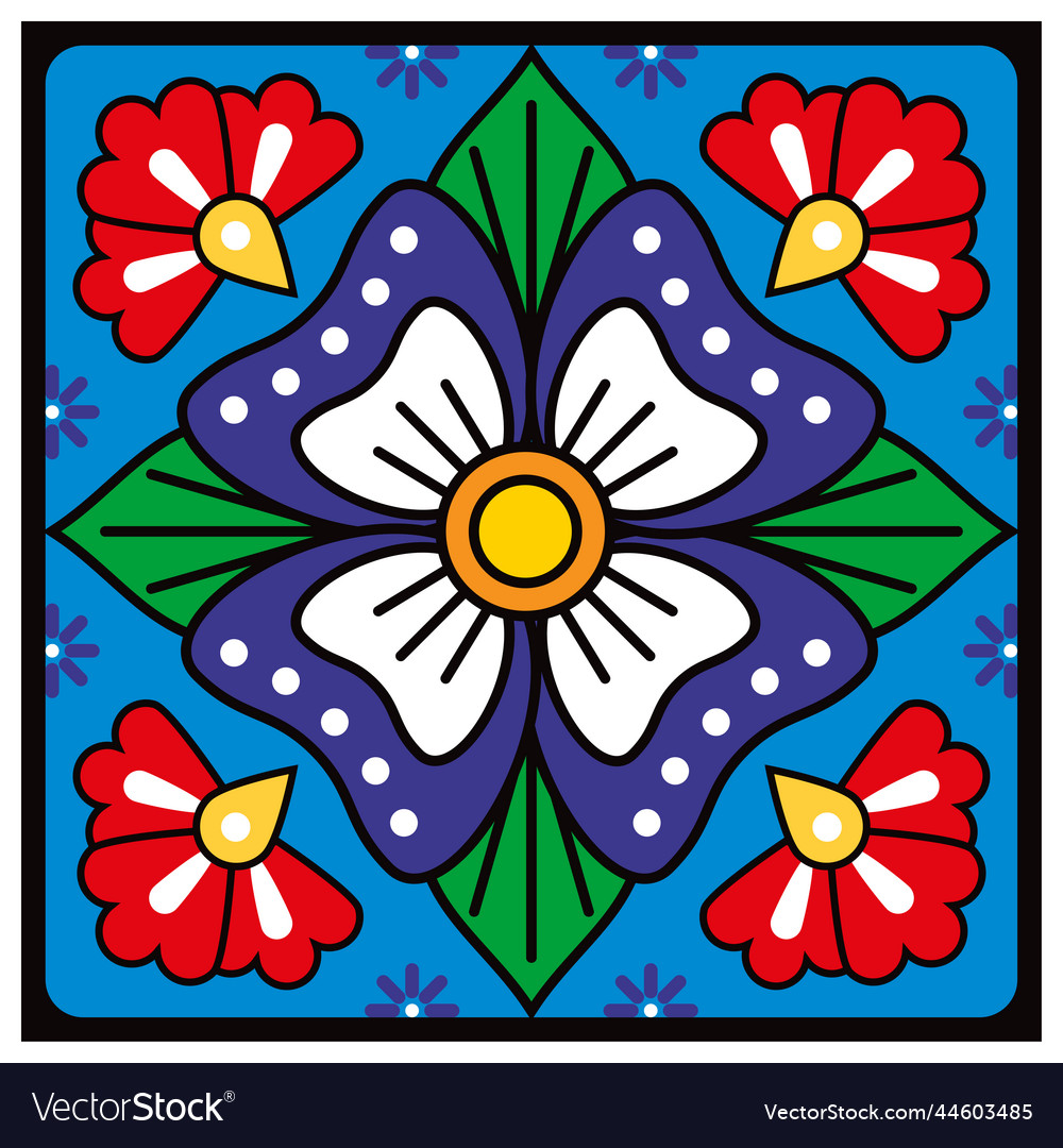 Floral decorative mexican single tile and seamless