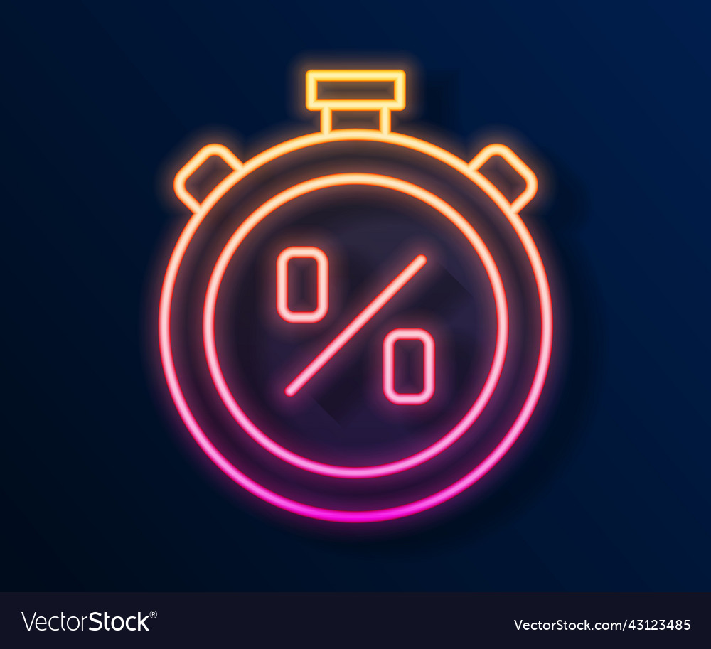 Glowing neon line stopwatch with percent discount