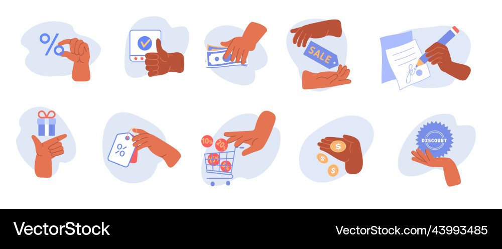 Hands gestures set Royalty Free Vector Image - VectorStock