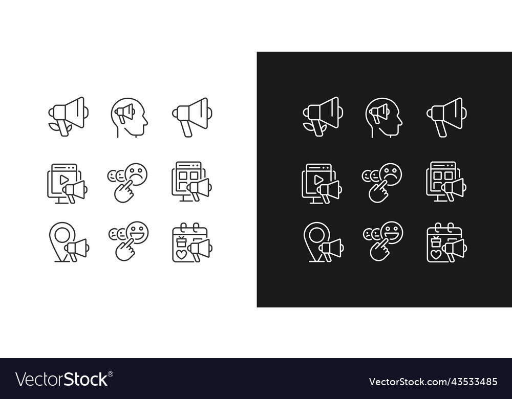 Marketing channels pixel perfect linear icons set