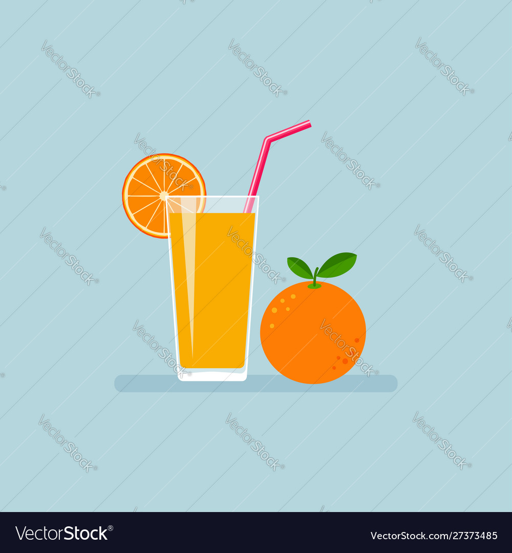 Orange juice and fruit Royalty Free Vector Image