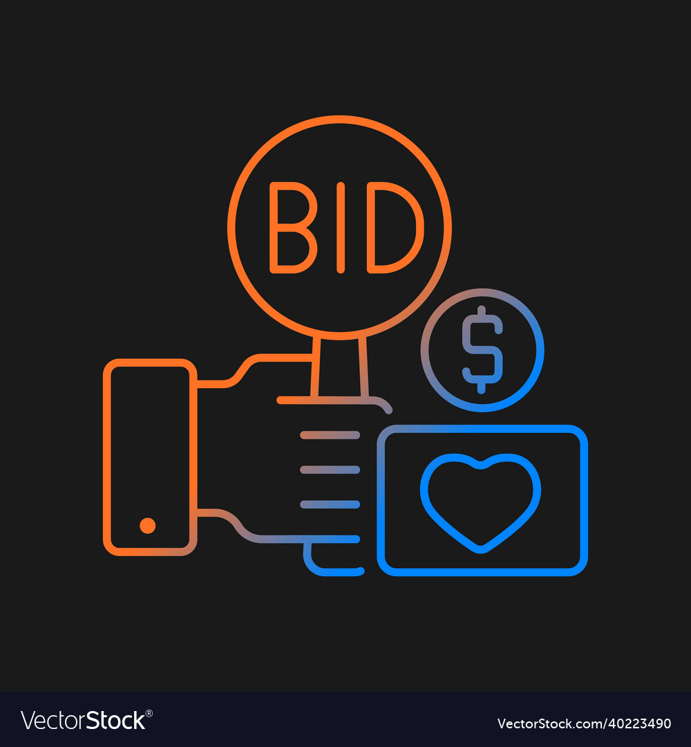 Charity auction gradient icon for dark theme Vector Image