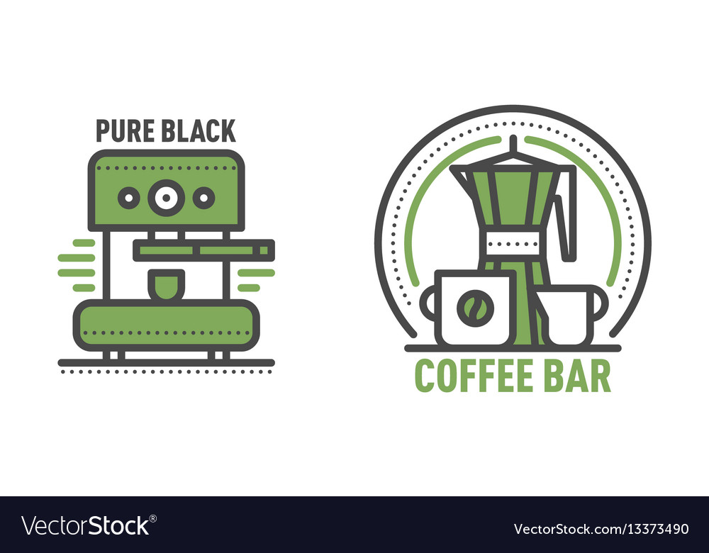 Coffee badge logo food design thin line lettering