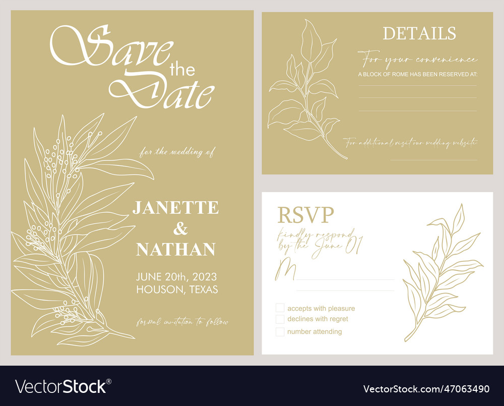 Elegant wedding invitation save the date template Vector Image