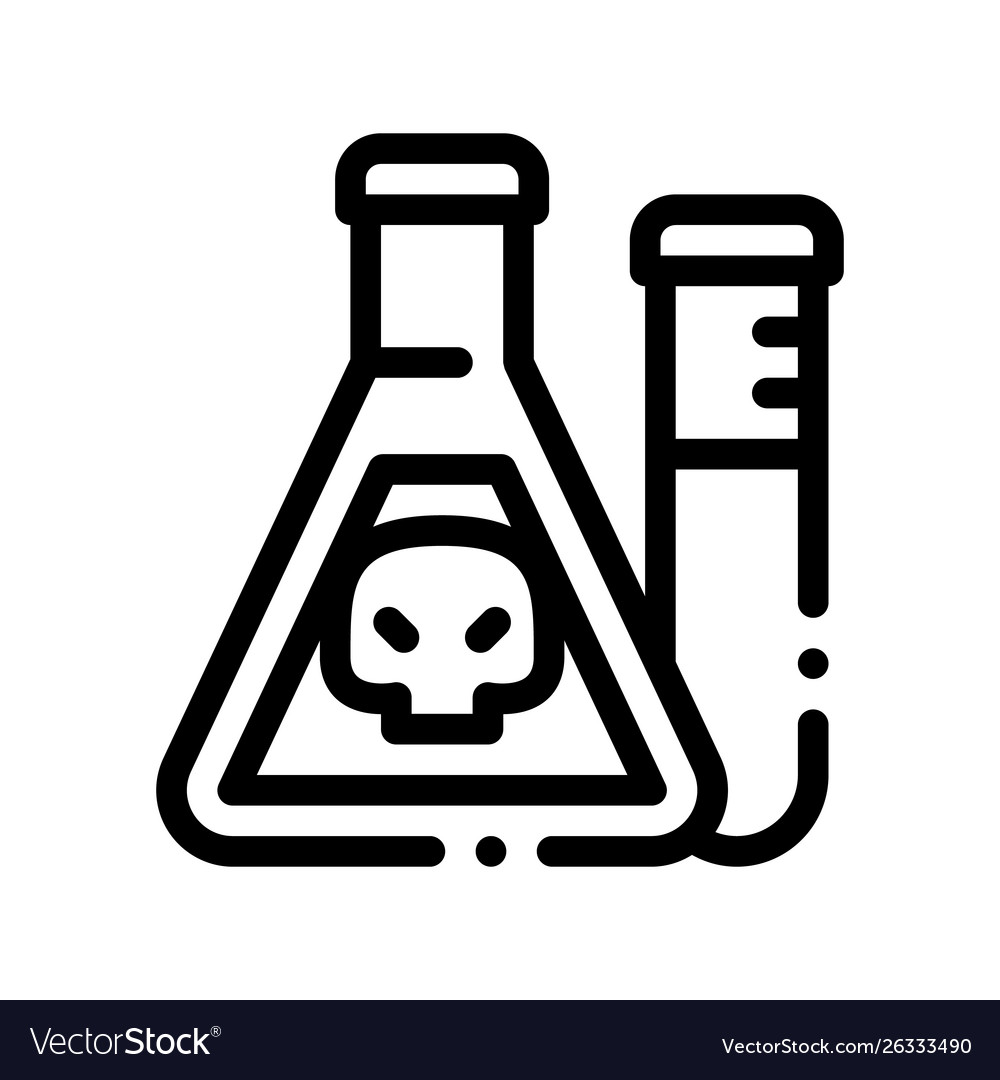 Flask with chemical liquid thin line icon Vector Image
