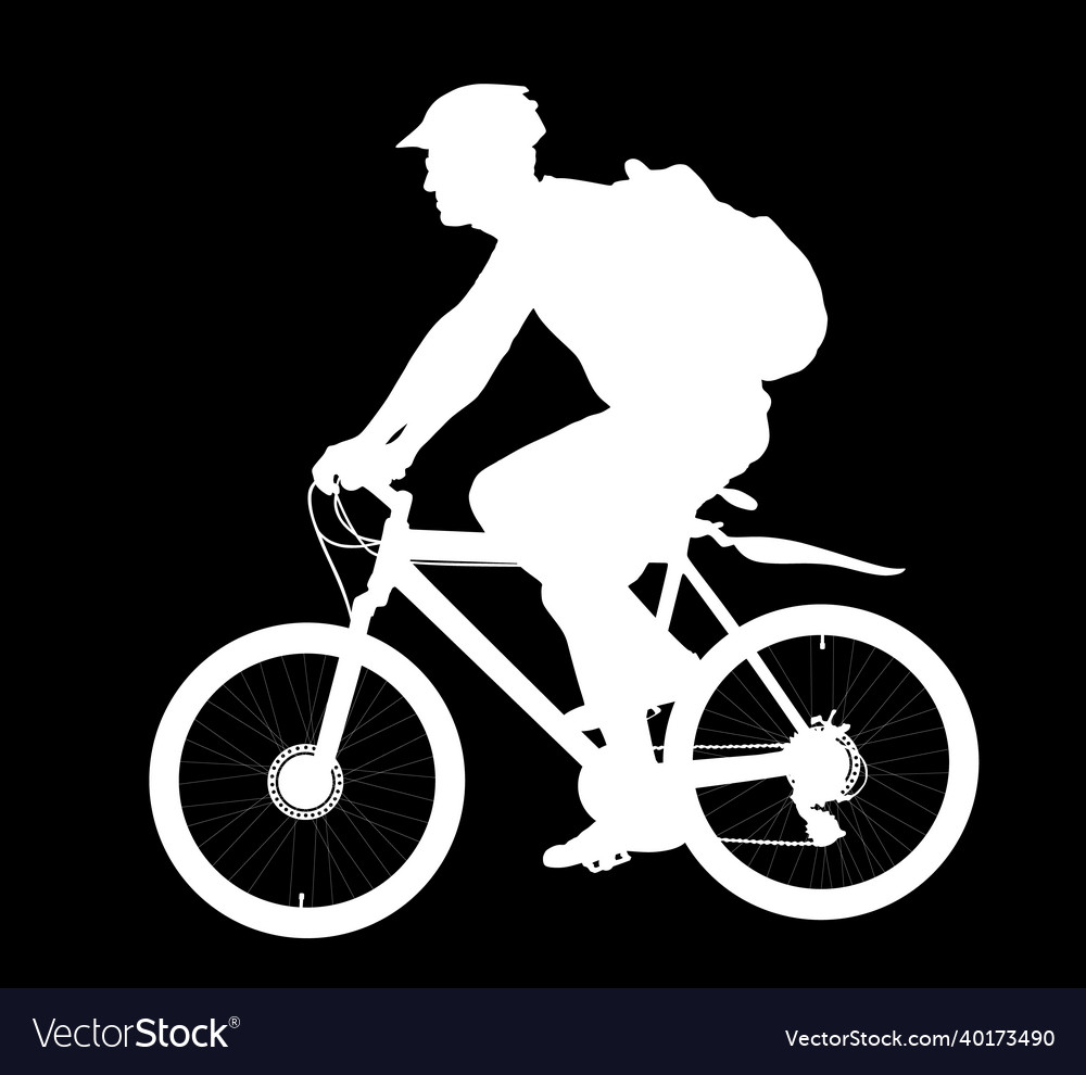 Male bicyclist riding a bicycle silhouette