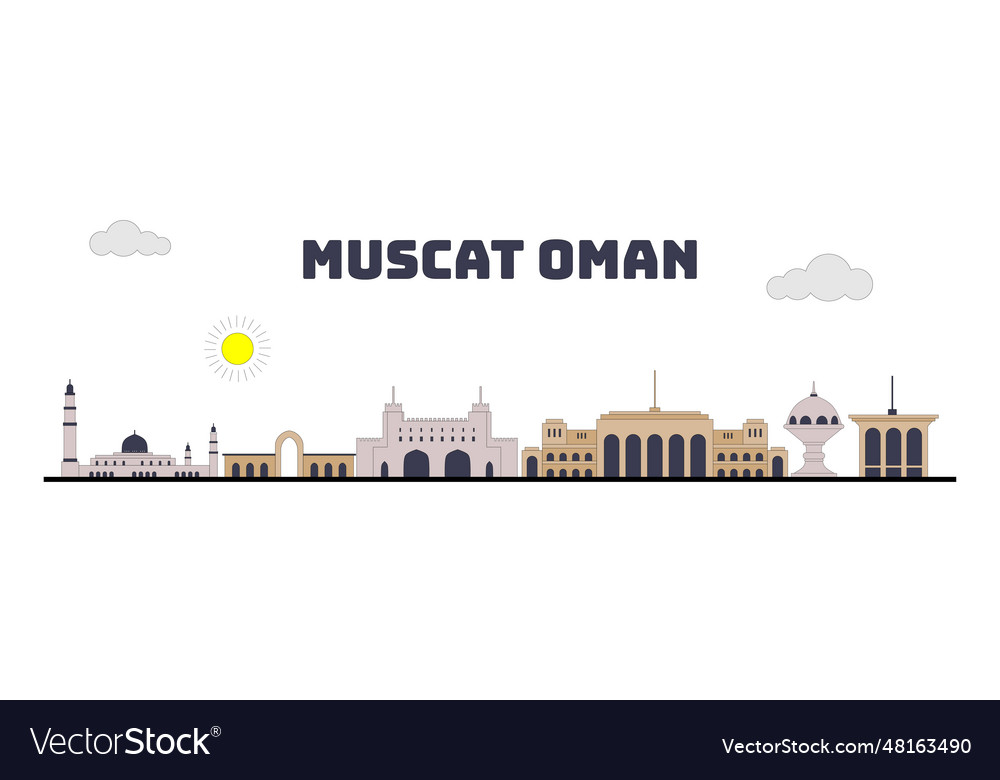 Muscat oman cityscape skyline sketch famous