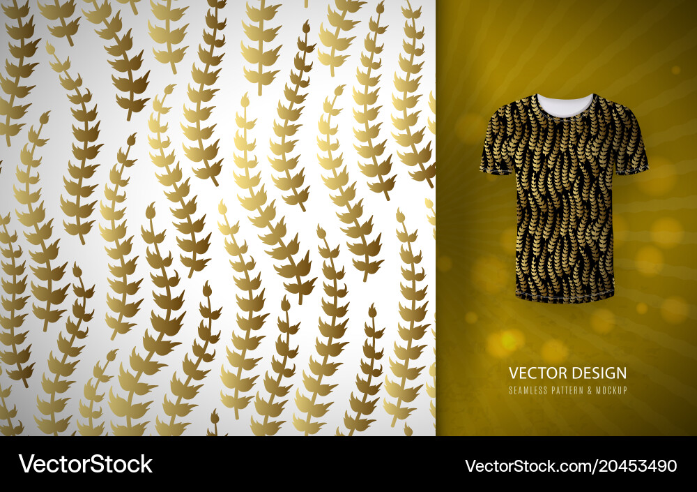 Seamless pattern gold glitter floral elements Vector Image