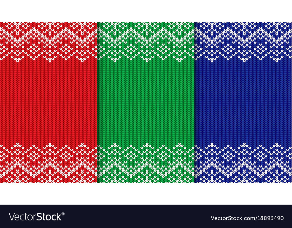 Three knitted christmas backgrounds set