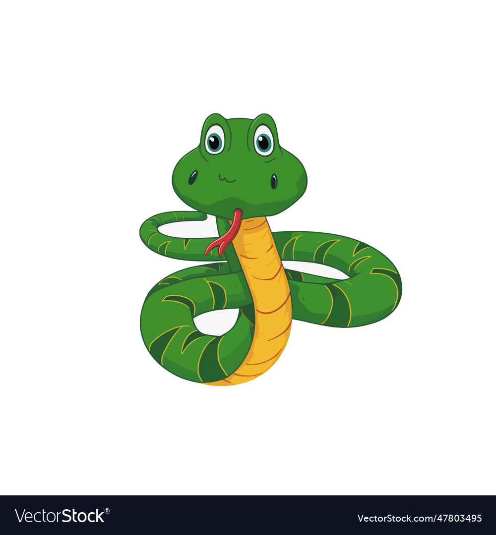 Cartoon cute green snake Royalty Free Vector Image