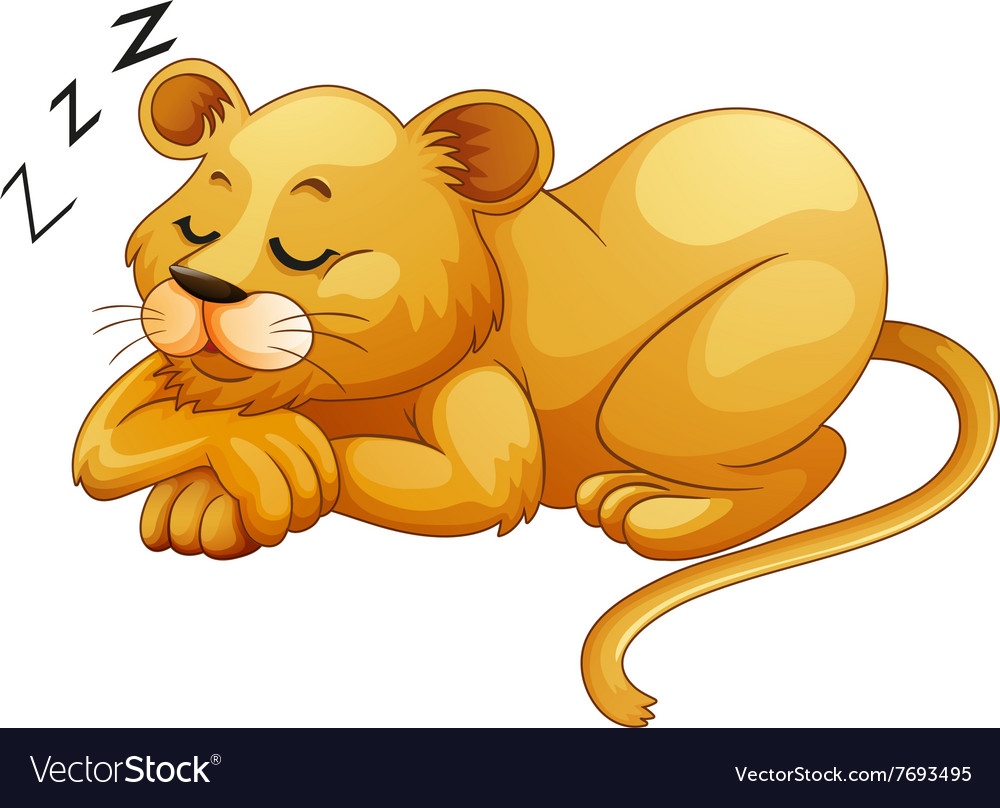 Cute Lion Sleeping Alone Royalty Free Vector Image