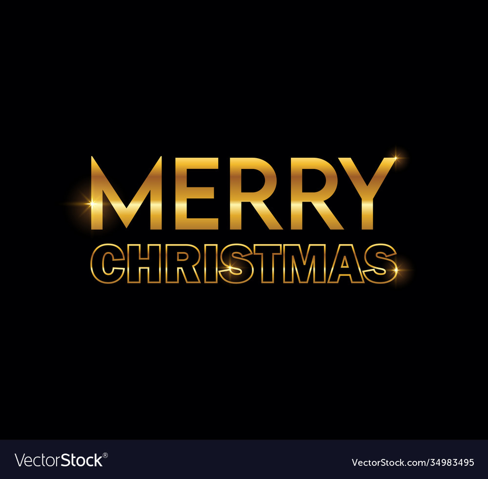 Golden merry christmas sign Royalty Free Vector Image