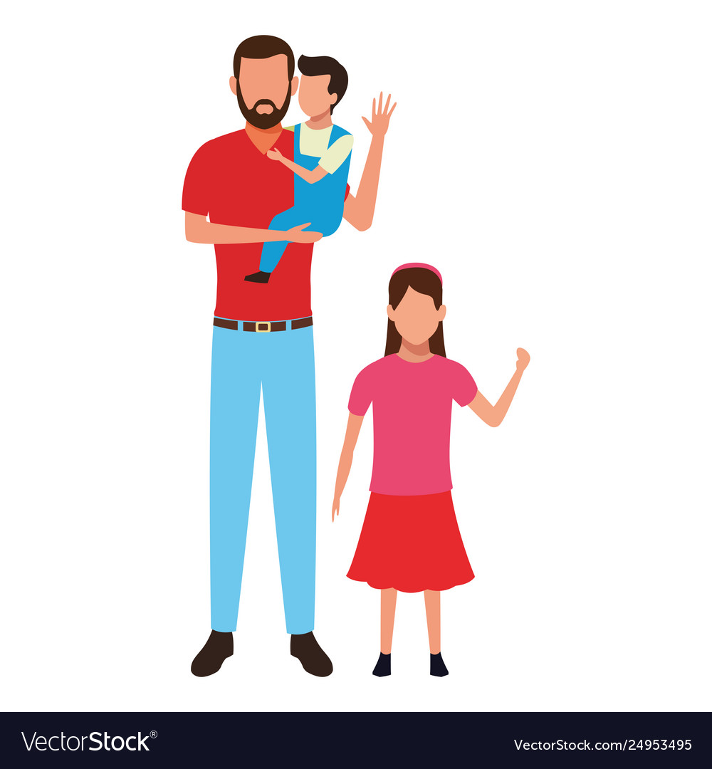 Man with children