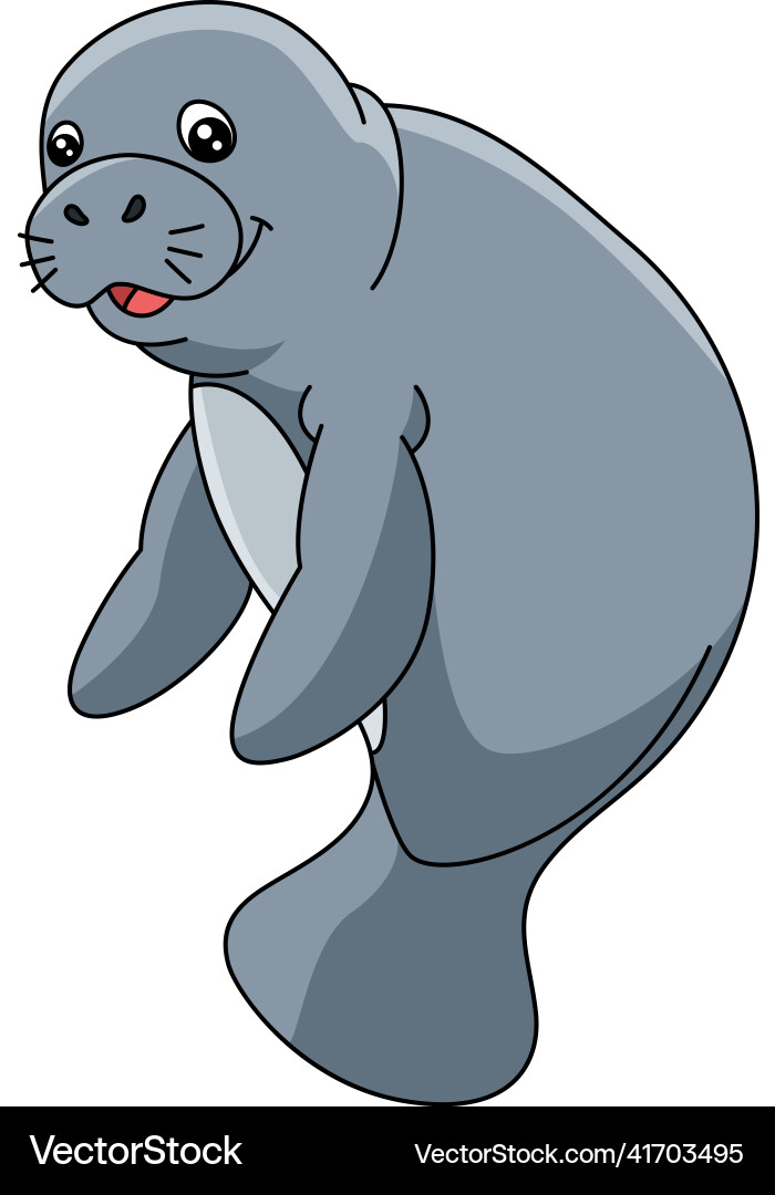 Manatee cartoon colored clipart Royalty Free Vector Image