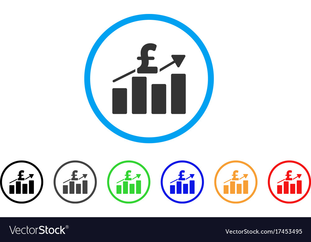 Pound business chart rounded icon Royalty Free Vector Image