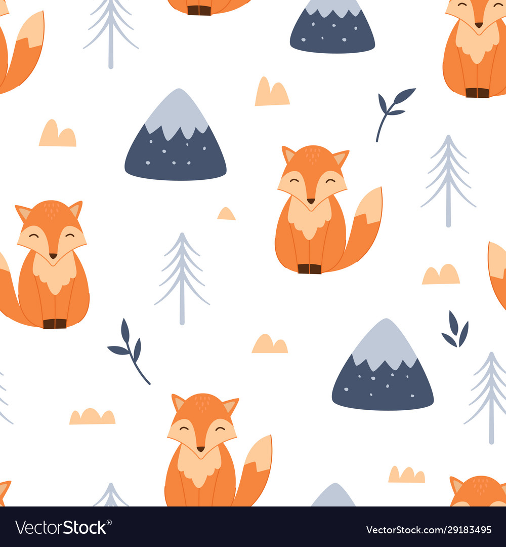 Seamless pattern cute baby fox vector image Seamless pattern cute baby fox