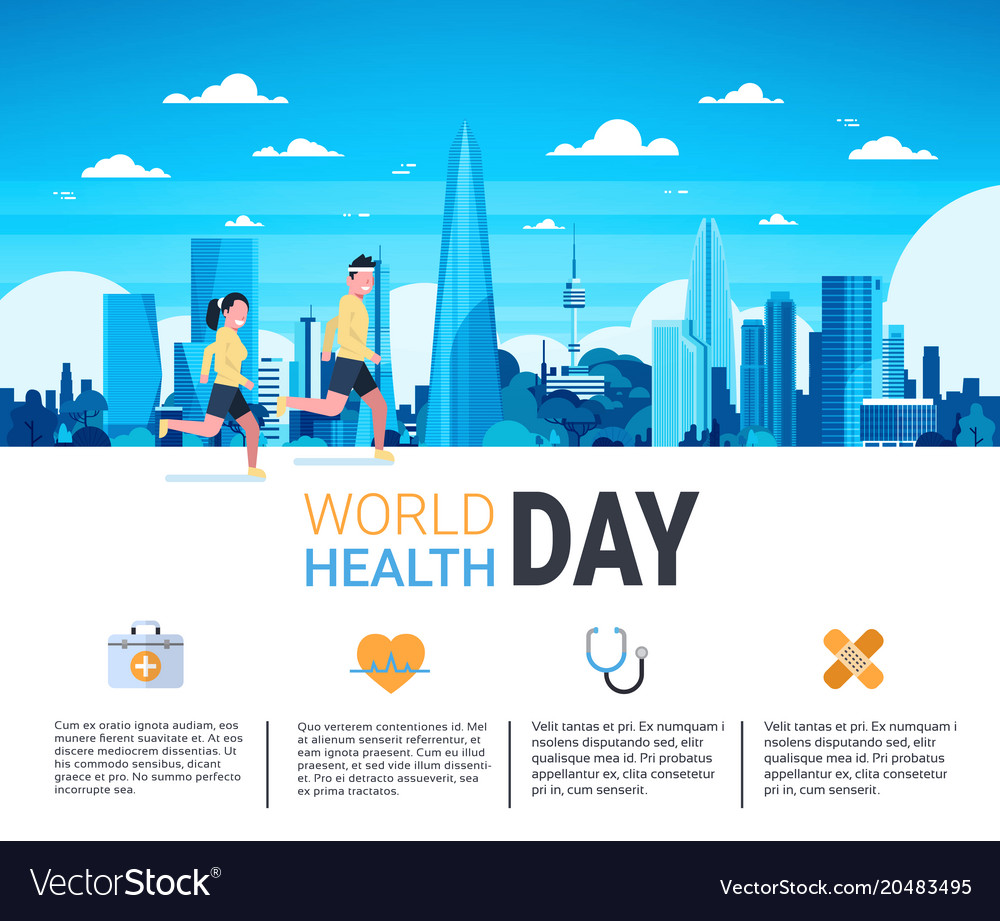 World health day infographic banner with man Vector Image