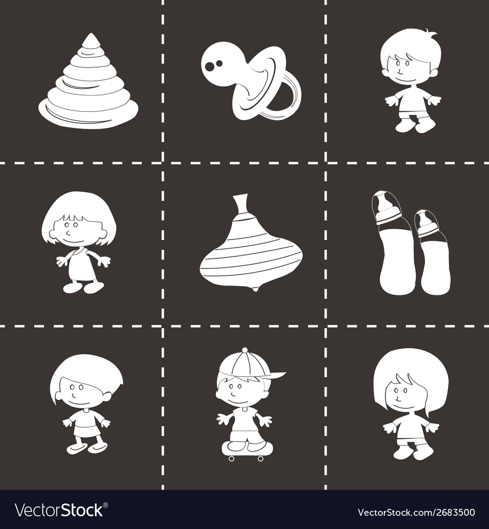 Black baby icons set Royalty Free Vector Image
