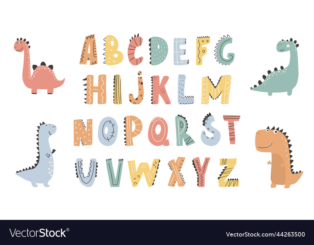 Childish alphabet english letters set children Vector Image