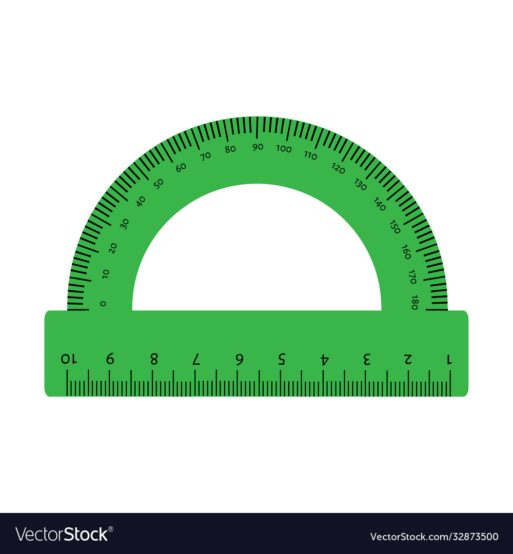 Green protractor ruler isolated on white Vector Image
