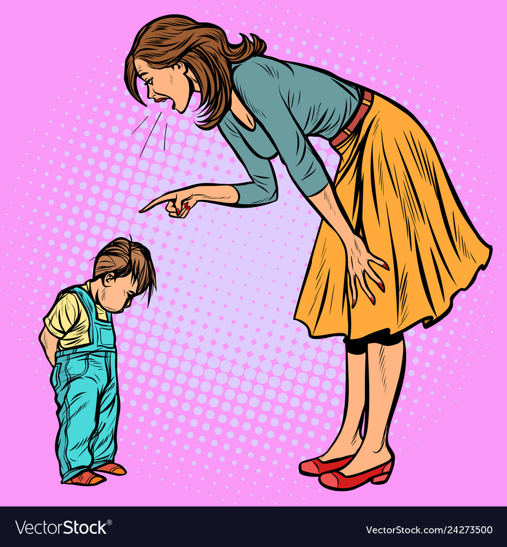 Mother and guilty son Royalty Free Vector Image