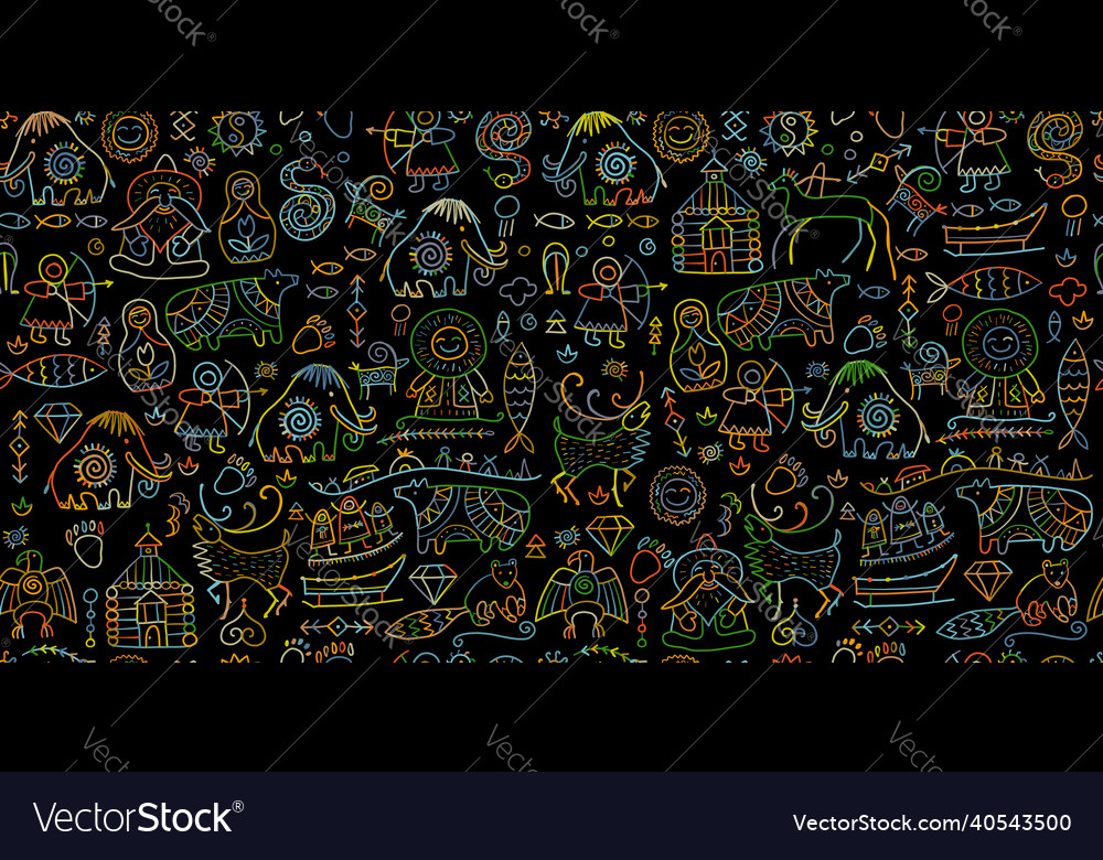 Seamless pattern with north people lifestyle