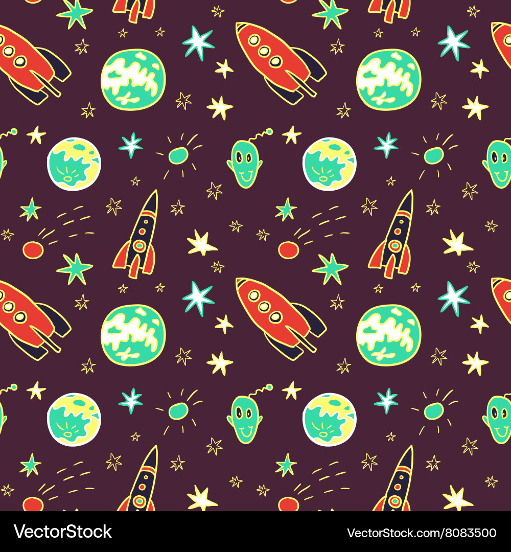Seamless pattern with space rockets Royalty Free Vector