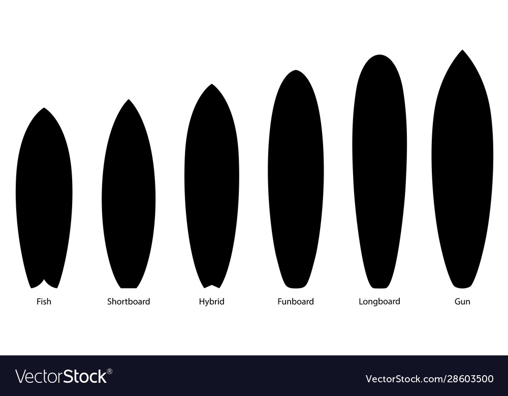 Set black silhouettes surfboards Royalty Free Vector Image