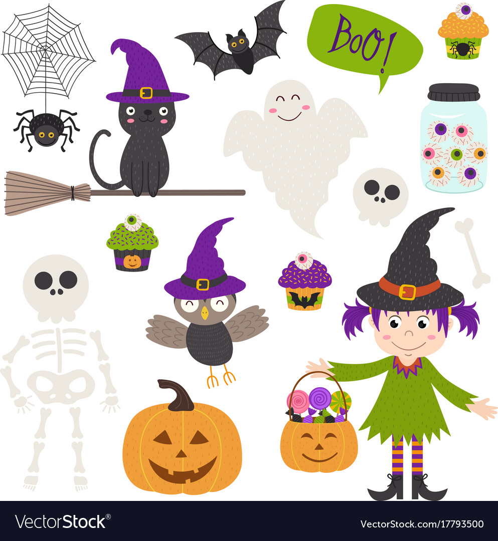 Set of isolated halloween elements part 2 Vector Image