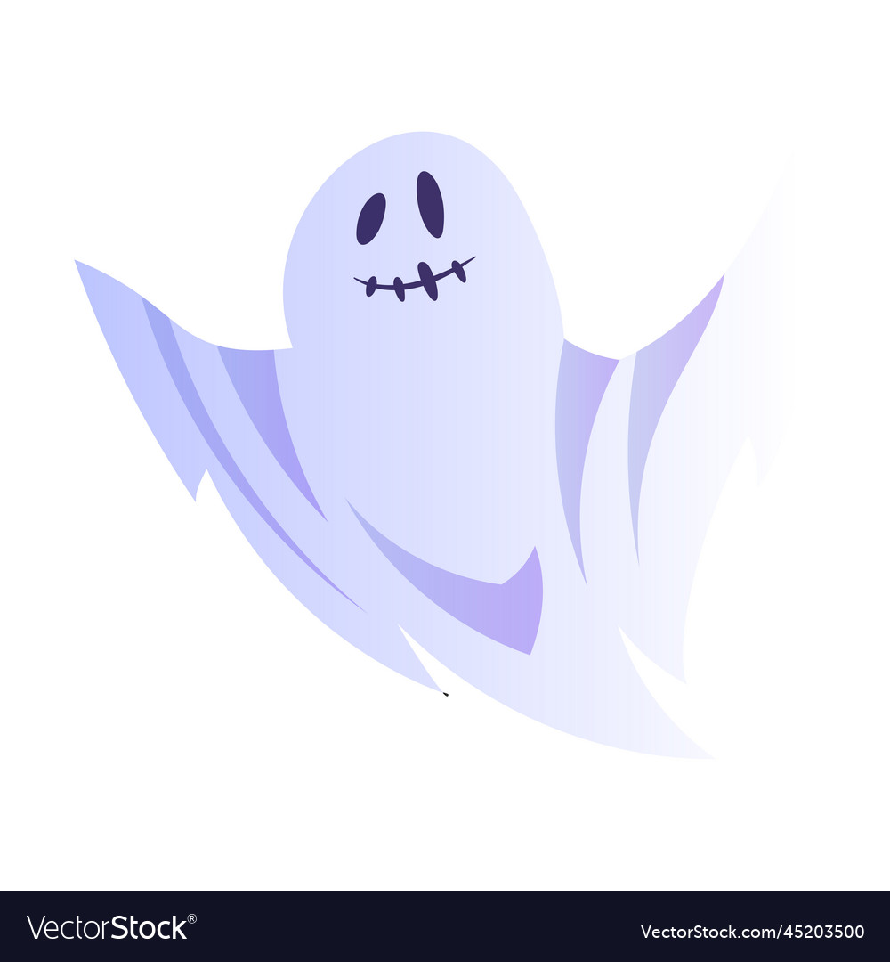 Spooky White Ghost Or Spirit Of Dead Flying Vector Image