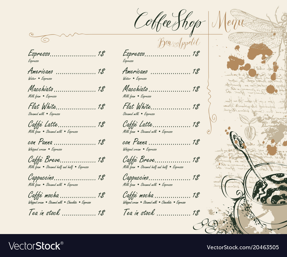 Premium Vector  Price list menu with coffee beans