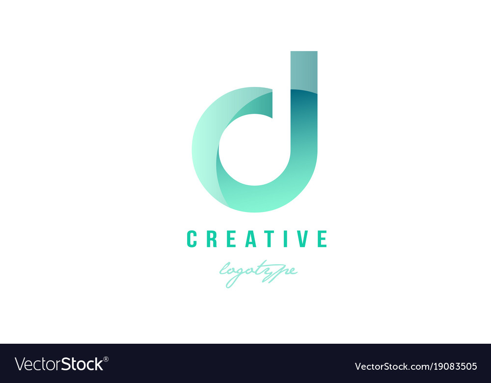 D green pastel gradient alphabet letter logo icon