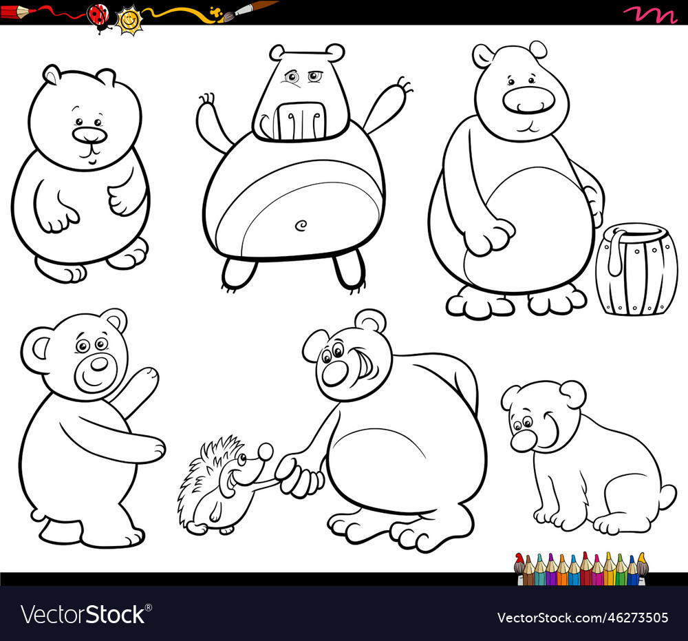 Funny Cartoon Bears Animal Characters Set Vector Image Funny Cartoon Bears Animal Characters Set Vector Image