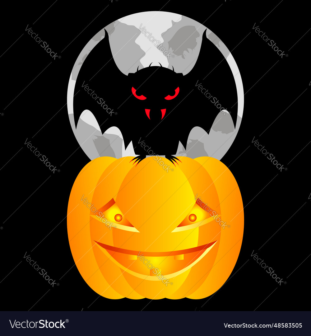 Premium Vector  Halloween vampire cartoon with pumpkin mask at night  design, holiday and scary theme illustration