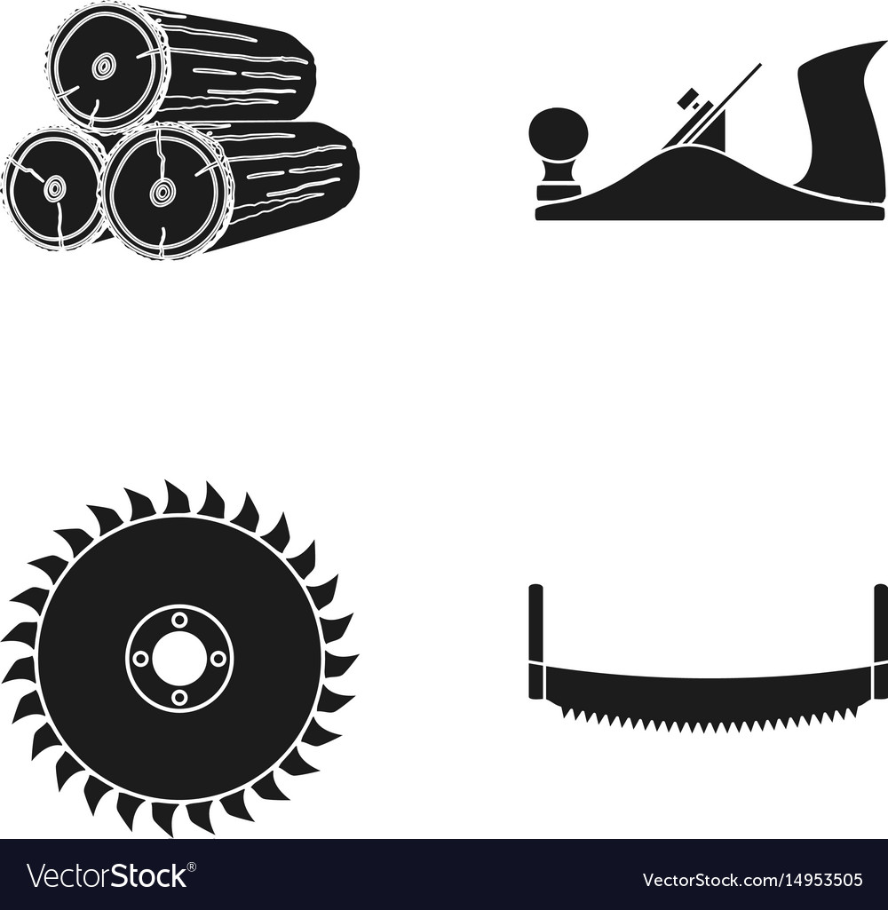 Logs in stacks twohanded saws circular saw Vector Image