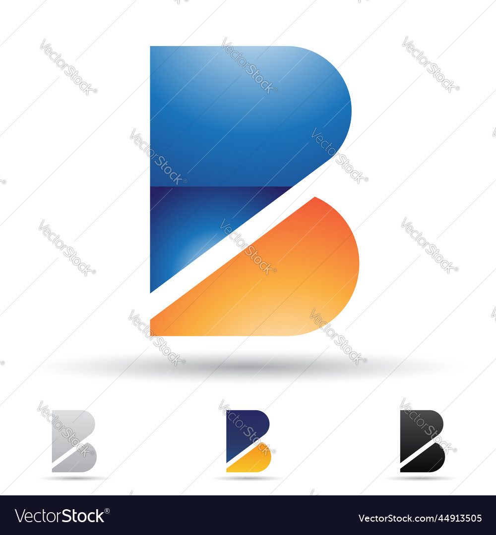 Orange and blue glossy abstract bold split logo Vector Image