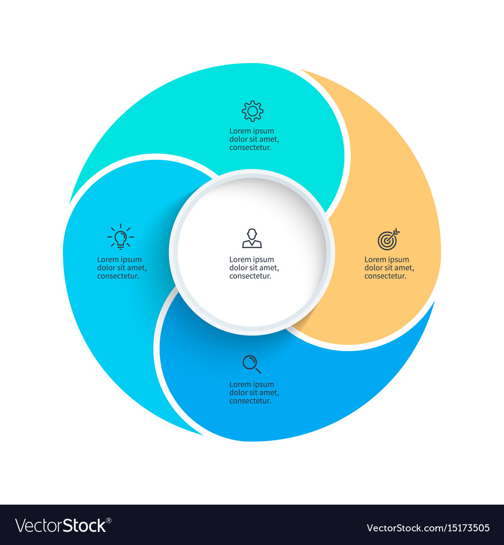 Pie chart presentation template with 4 Royalty Free Vector