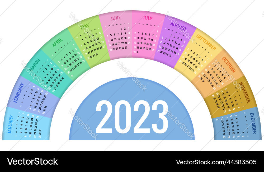 Round calendar planner for 2023 print template Vector Image