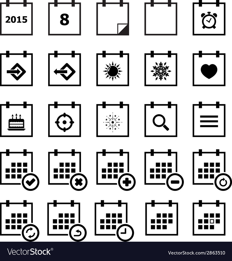Calendar icon set Royalty Free Vector Image - VectorStock