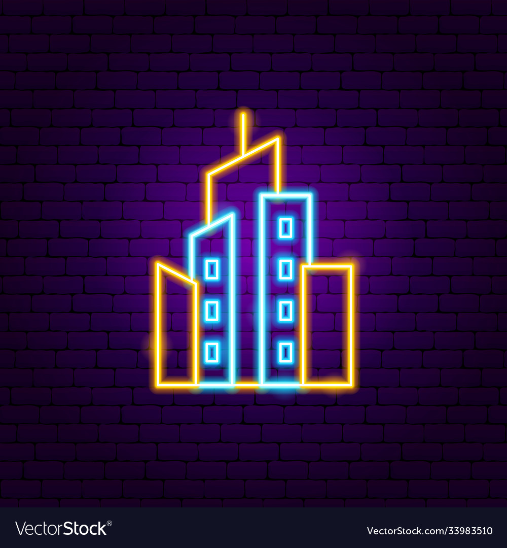 Cityscape neon sign Royalty Free Vector Image - VectorStock