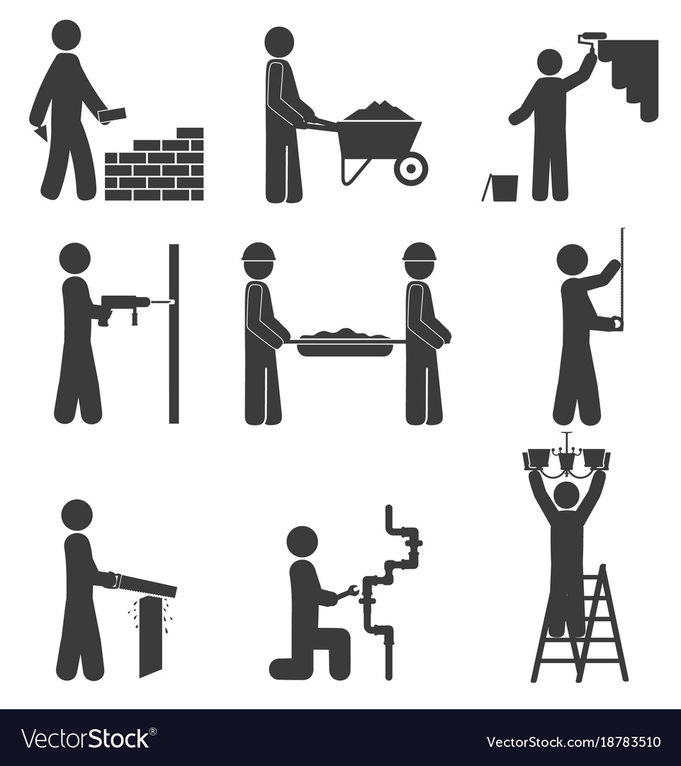 Construction icons renovation plumbing Royalty Free Vector