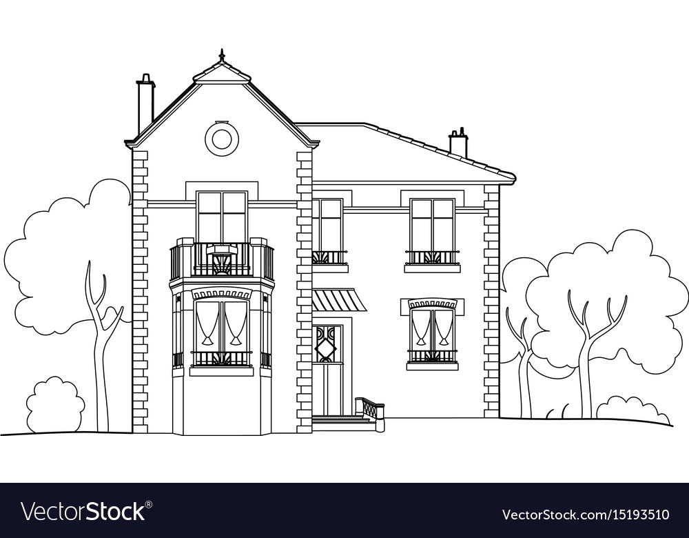 drawing big house vector 15193510