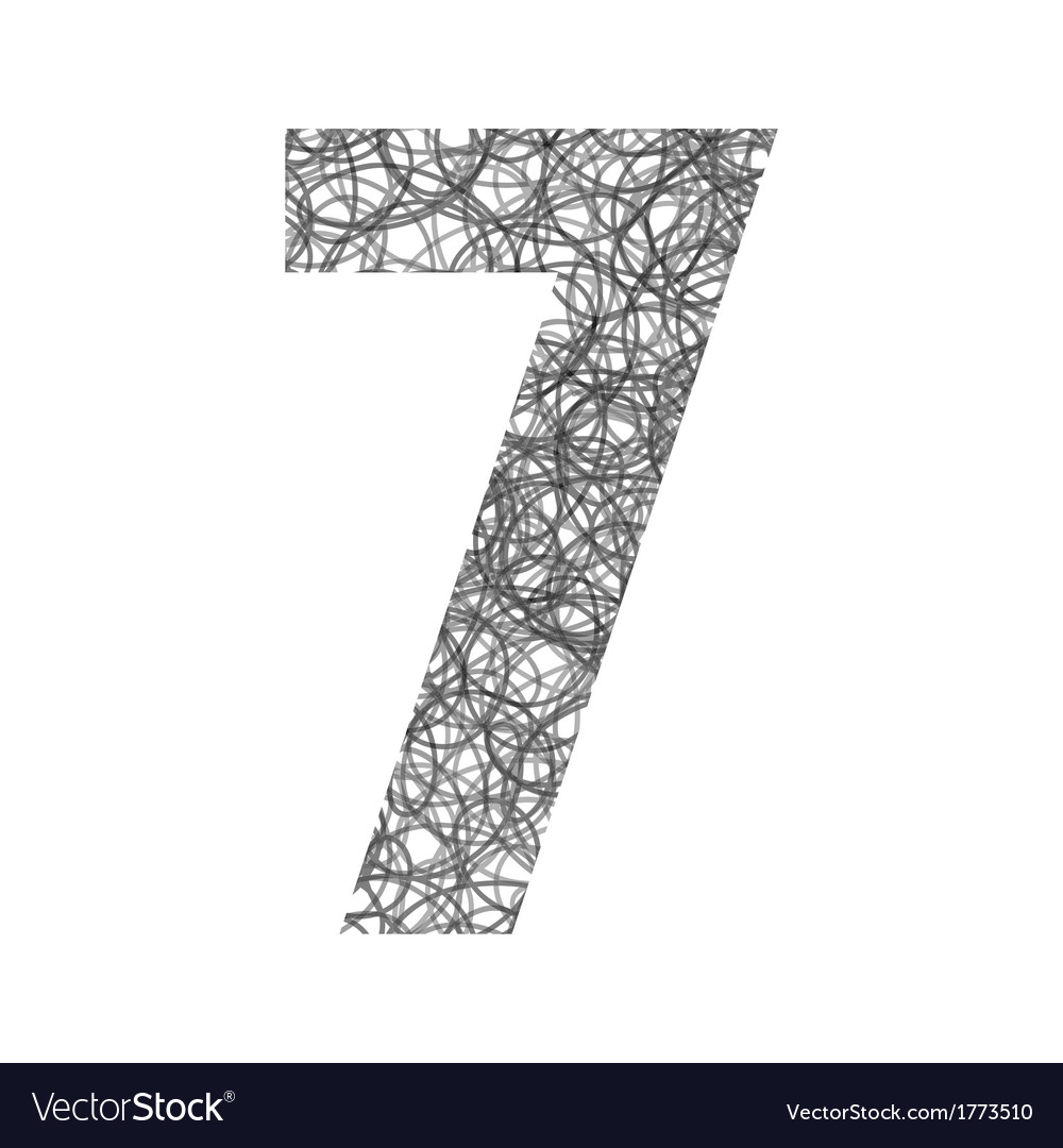 Hand drawing number7 Royalty Free Vector Image