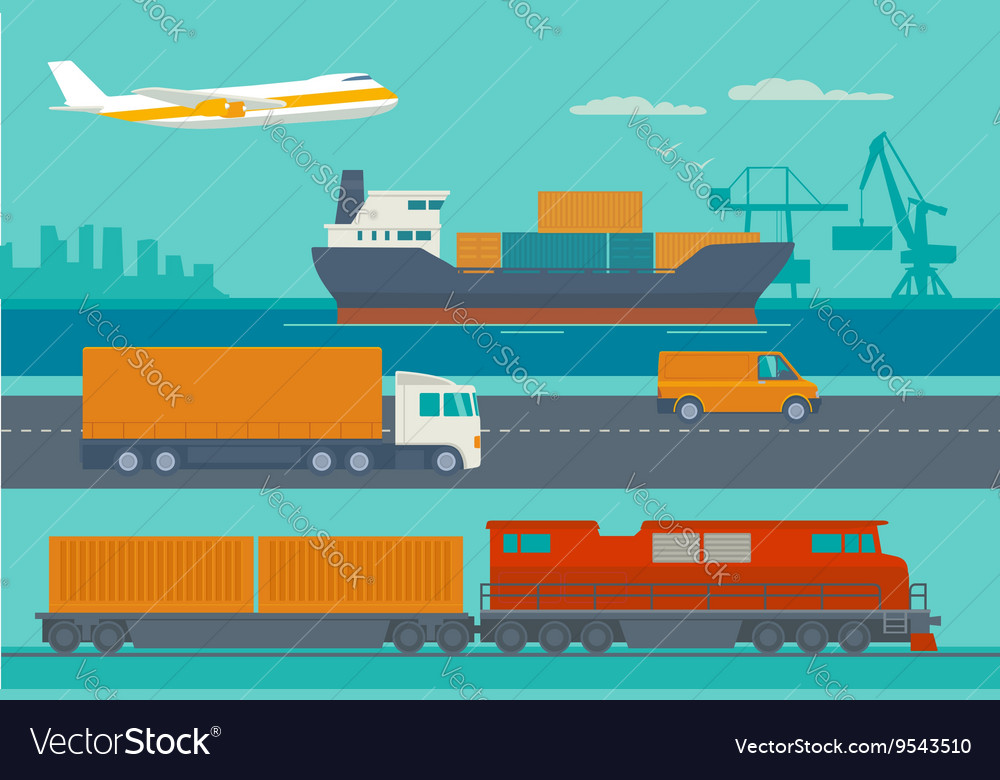 Logistic concept flat banner production process Vector Image