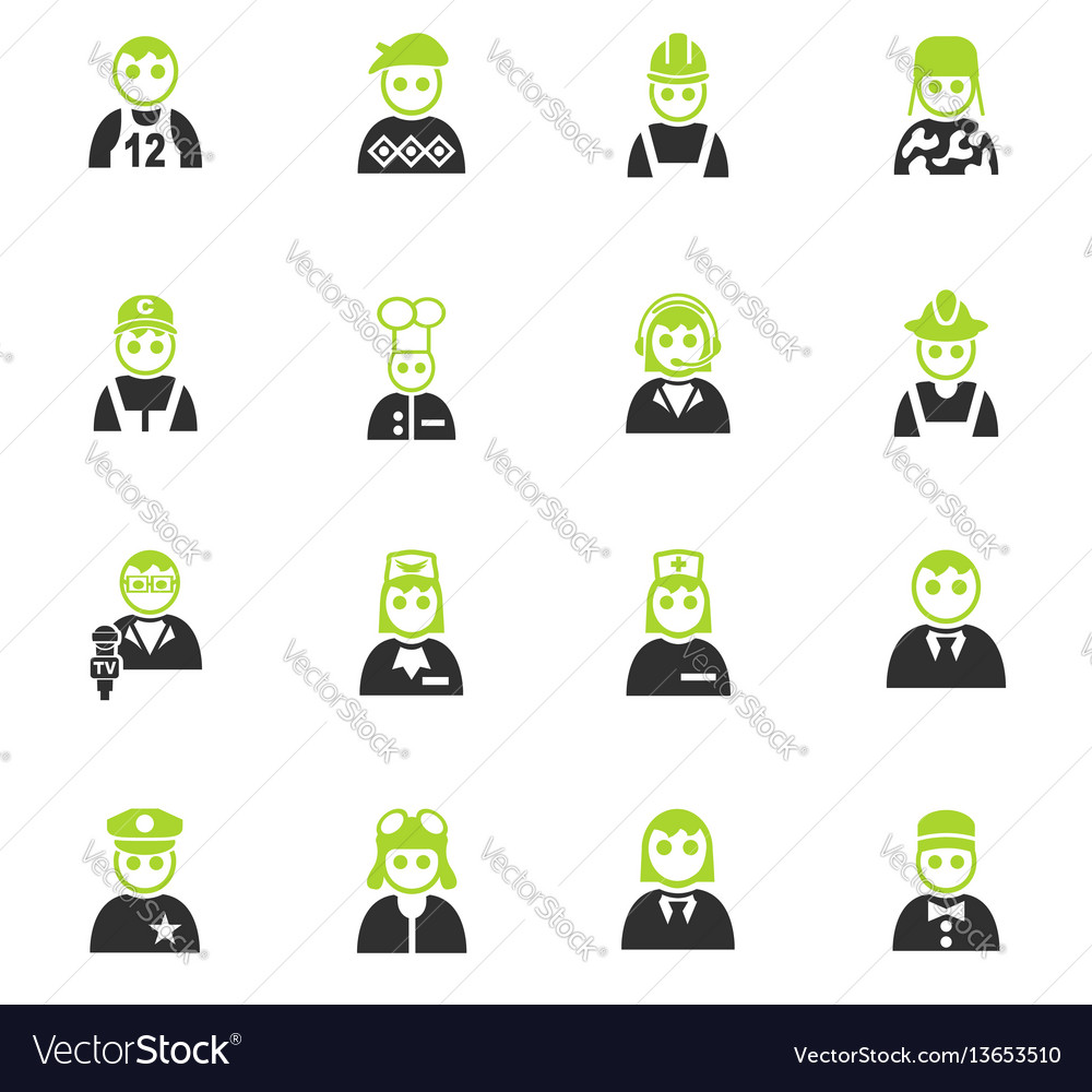 Occupation Icon Set Royalty Free Vector Image Vectorstock